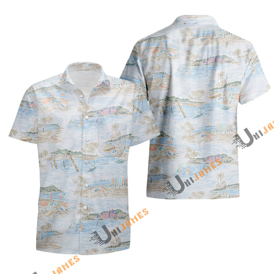 UniJames Waikiki Nostalgia - Ocean Short Sleeve Hawaiian Shirt
