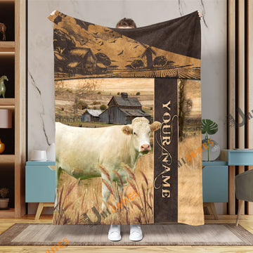 Uni Personalized Name Charolais Peaceful Farm 3D Blanket