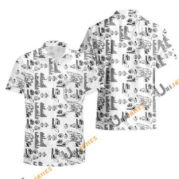UniJames Comfort Schematics Button Shirt, Hawaiian Shirt For Men
