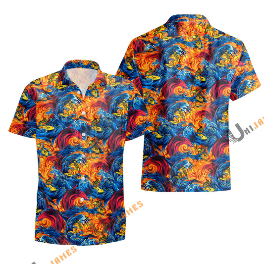 UniJames Comfort Surfs Up Button Down For Men