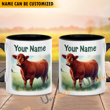 Uni Red Angus Personalized Name Two Tone Mug