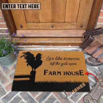 Uni Chicken Custom Farm Name Live Like Someone Left The Gate Open Coir Doormat