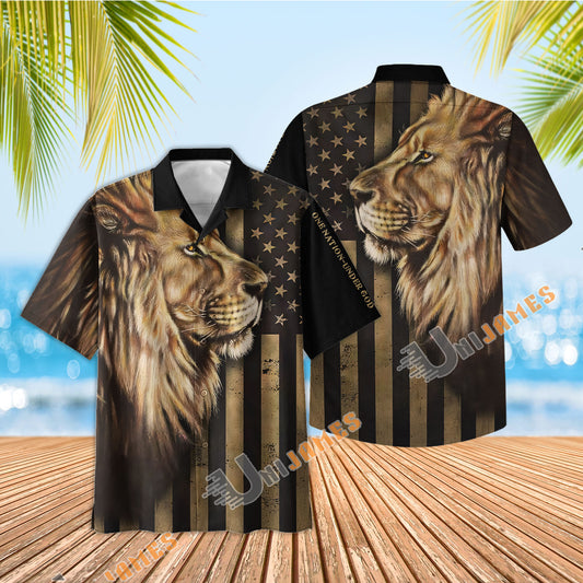 UniJames Lion American Flag Hawaiian Shirt - Christian Hawaiin Shirt For Men & Women