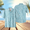 Uni Taro Leaf Aqua   Aloha Shirt Short Sleeve Shirt Vacation Hawaiian Outdoor Vacation