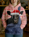 Uni Personalized Name & Farm Name Merry Christmas Cow Hoodie