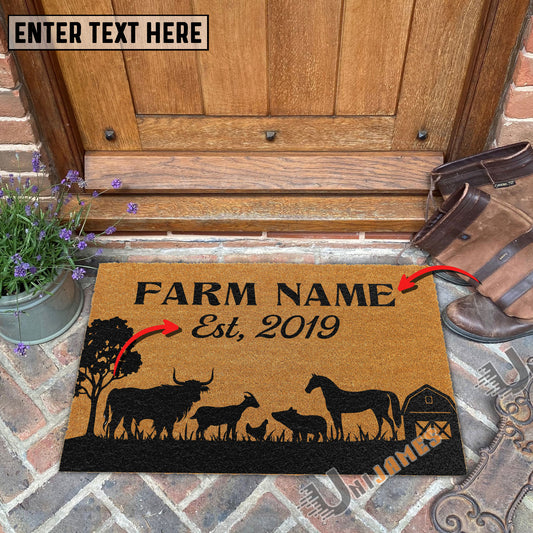 Uni Farm Animal Custom Farm Name Custom Year Coir Doormat