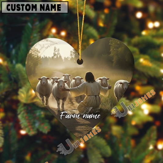 Uni Personalized Jesus and Sheep – Faithful Farm Acrylic Ornament
