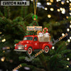 Uni Personalized Sheep Ornament – Red Christmas Truck & Farm Name Custom Shape Acrylic Ornament