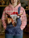 Uni Personalized Name & Farm Name Merry Christmas Cow Hoodie