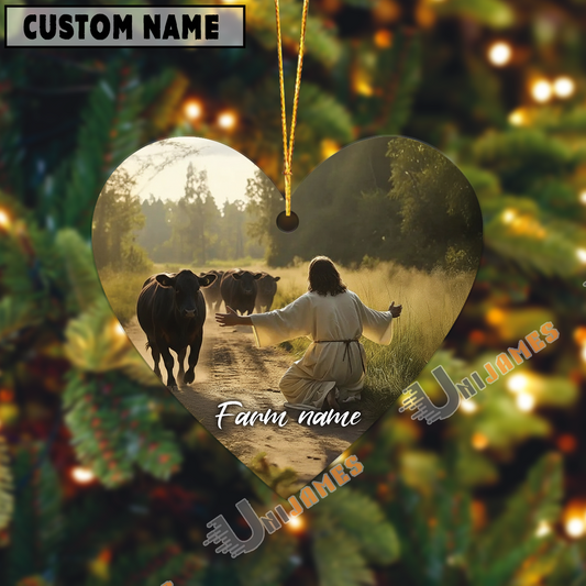 Uni Personalized Cows Farm Heart Acrylic Ornament (14 Breed Options)