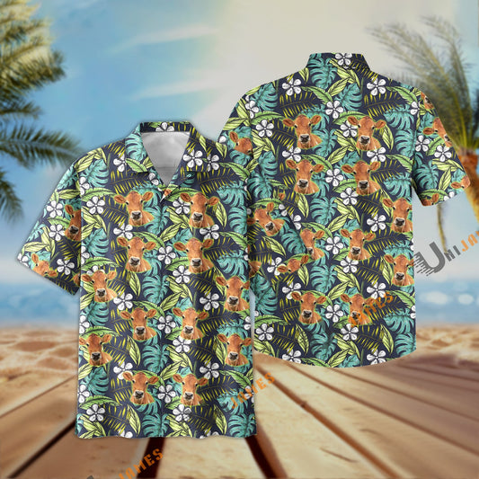 Uni Jersey Summer Blue Flowers 3D Hawaiian Shirt