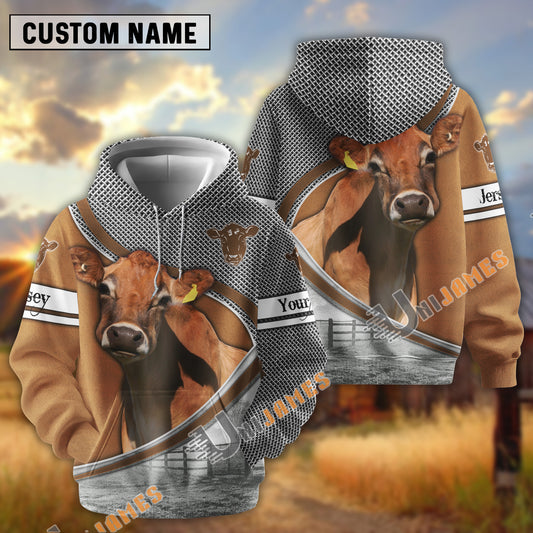 Uni Jersey Metal Pattern Personalized Name 3D Hoodie