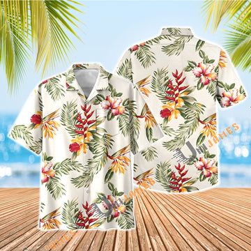 Uni Orchid Paradise Beige Hawaiian Shirt Aloha Shirt Short Sleeve Shirt Vacation Hawaiian Outdoor Vacation Hawaiian Shirt