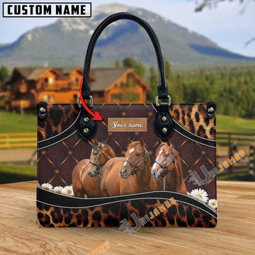 Unijames Thoroughbred Happiness Sunflower Custom Name 3D Leather Handbag