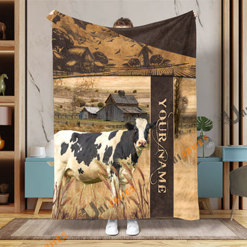 Uni Personalized Name Holstein Peaceful Farm 3D Blanket