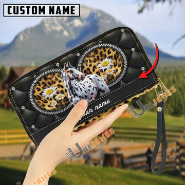 Uni Appaloosa Leather Heart Pattern Custom Name 3D Leather Clutch