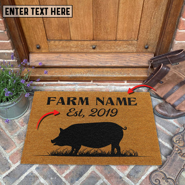 Uni Pig Custom Farm Name Custom Year Coir Doormat