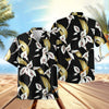 Uni Calla Lily Black Hawaiian Shirt Aloha Shirt Short Sleeve Shirt Vacation Hawaiian Outdoor Vacation Hawaiian Shirt