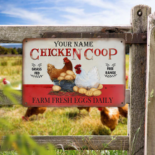 Personalized Chicken Grass Fed Free Range Customized Classic Metal Signs