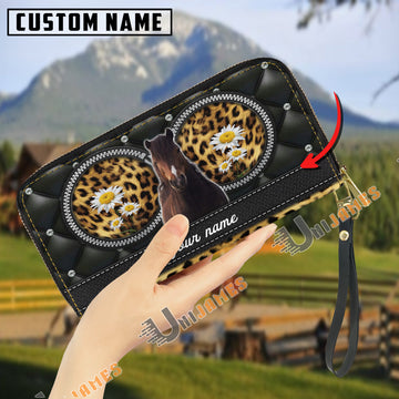 Uni Hackney Leather Heart Pattern Custom Name 3D Leather Clutch