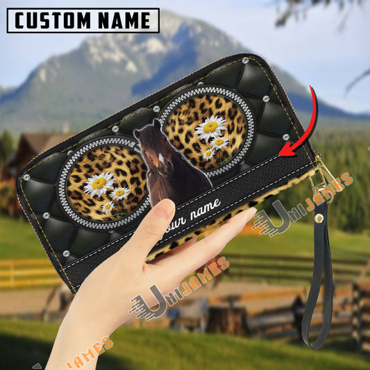 Uni Hackney Leather Heart Pattern Custom Name 3D Leather Clutch