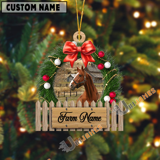 Uni Horse Christmas Wreath Custom Shape Acrylic Ornament