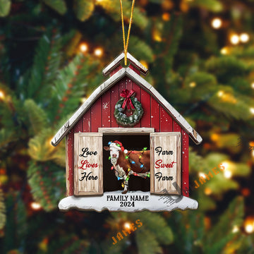 Uni Hereford Christmas Farm Sweet Farm Custom Shape Acrylic Ornament