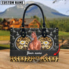 Unijames American Quarter Horse Leather Heart Pattern Custom Name 3D Leather Handbag