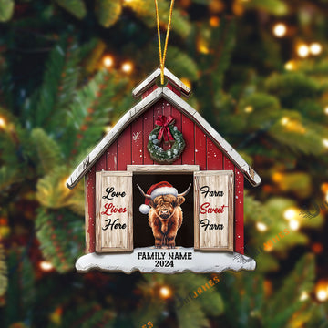 Uni Highland Christmas Farm Sweet Farm Custom Shape Acrylic Ornament