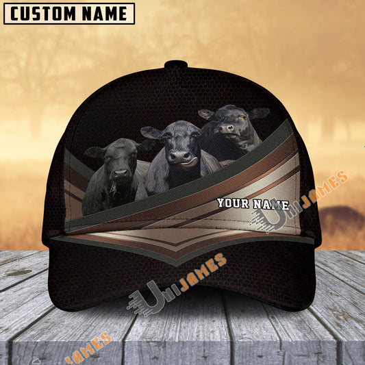 Uni Happiness Black Angus Customized Name Brown 3D Classic Cap