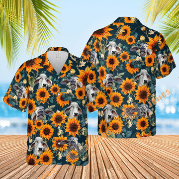 Uni Brahman Sunflowers Blue 3D Hawaiian Shirt