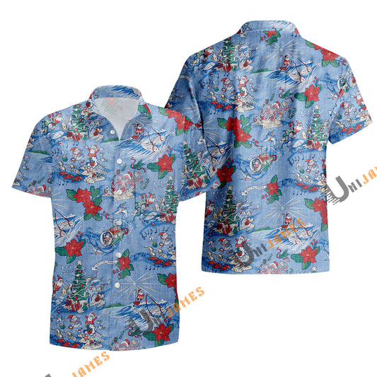 UniJames Hawaiian Christmas 2024 - Blue Short Sleeve Hawaiian Shirt