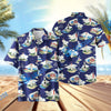 Uni Ocean Lighthouse Navy Hawaiian Shirt Aloha Shirt Short Sleeve Pocket Shirt Vacation Hawaiian Outdoor Vacation Hawaiian Shirt