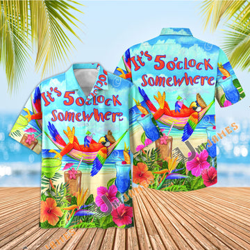UniJames Blue It's 5 O'Clock Somewhere Funny Hawaiian Shirt