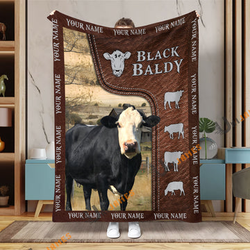 Uni Personalized Name Black Baldy Farm Super Soft Blanket