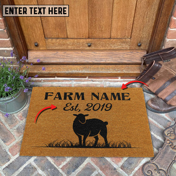 Uni Sheep Custom Farm Name Custom Year Coir Doormat