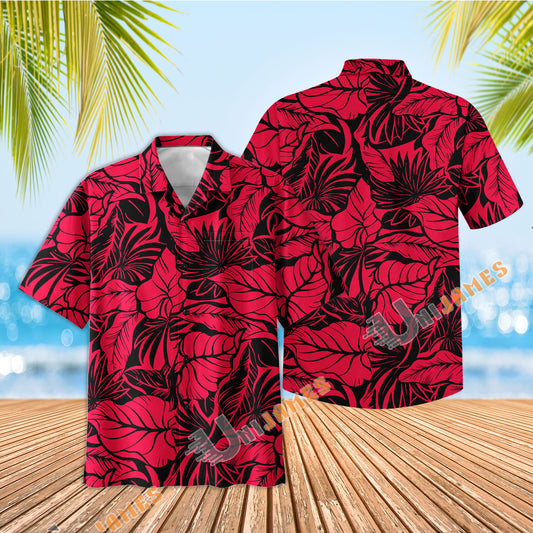 Uni Island Harmony Red   Aloha Shirt Short Sleeve Shirt Vacation Hawaiian Outdoor Vacation
