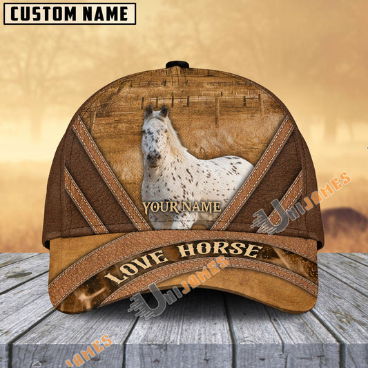 Uni Appaloosa Horse Brown Leather Pattern Personalized Name Cap