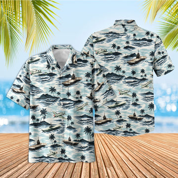 Uni Pacific Aircraft Carrier Slate Hawaiian Shirt Aloha Shirt Short Sleeve Shirt Vacation Hawaiian Outdoor Vacation Hawaiian Shirt