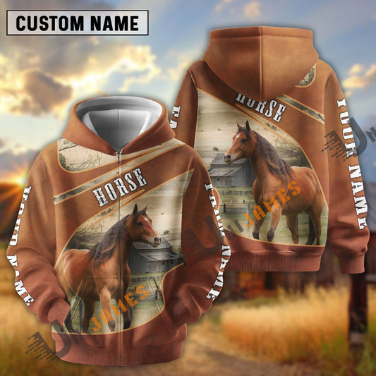 Uni Horse Customize Name, Farm Name Brown Hoodie