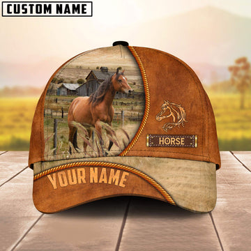 Uni Custom Name Horse Leather Pattern Cap TT8