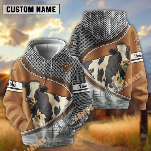 Uni Holstein Metal Pattern Personalized Name 3D Hoodie