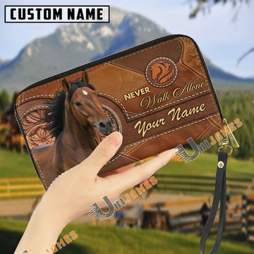 Uni Morgan Never Walk Alone Custom Name 3D Leather Clutch
