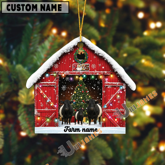 Uni Personalized Farm Name Cow Christmas Barn Ornament Acrylic Ornament (14 Breed Options)