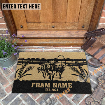 Uni Holstein Sunshine Field Custom Farm Name Custom Year Coir Doormat