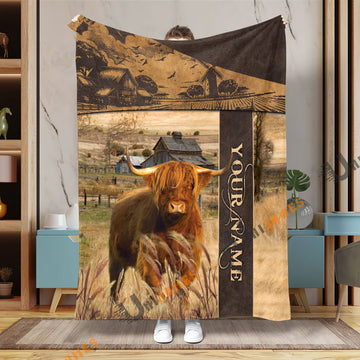 Uni Personalized Name Highland Peaceful Farm 3D Blanket