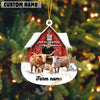 Uni Personalized Cow Moo-ry Christmas Barn Acrylic Ornament (14 Breed Options)
