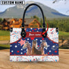 Unijames Warmblood America Lover Custom Name 3D Leather Handbag