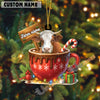 Uni Personalized Moo-ry Christmas Cocoa Mug Acrylic Ornament (14 Breed Options)