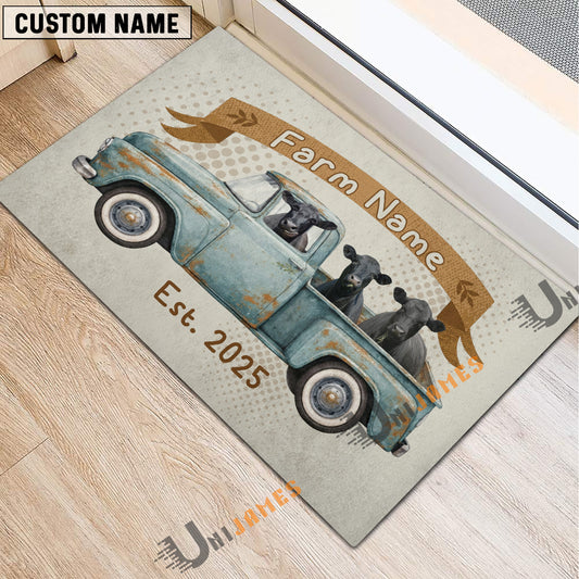Uni Welcome to Our Farm Personalized Cow Truck Doormat (10 Cattle Breeds)